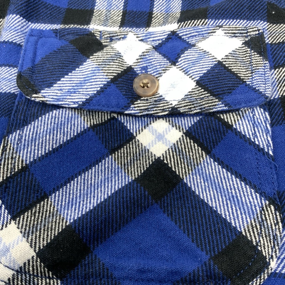 Duluth Trading Mens XL Tall Burlyweight Flannel Shirt Button Up Thick Heavy Blue - Picture 6 of 10